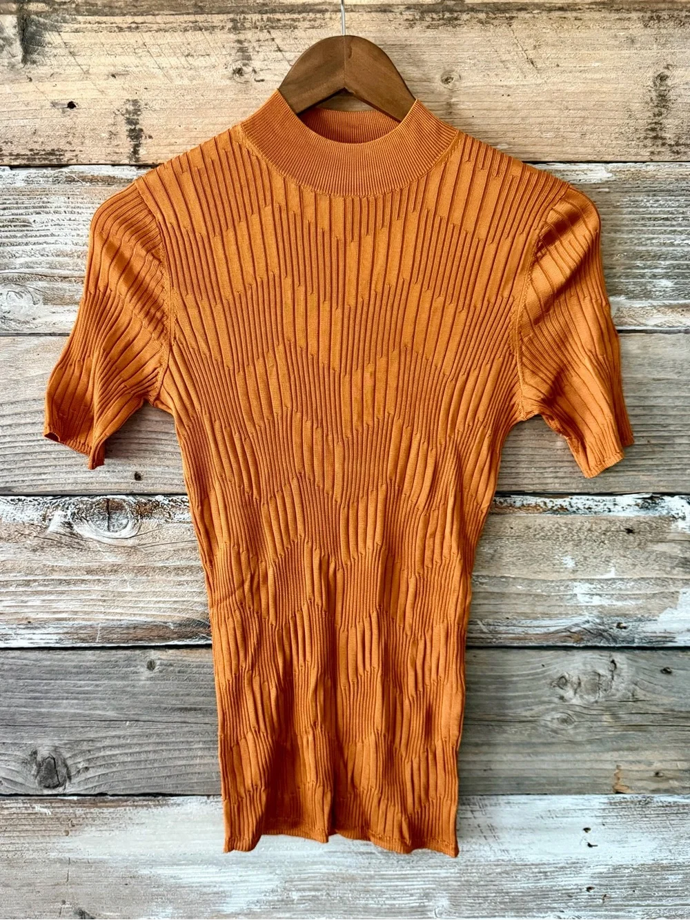 M.M.LaFleur Montean Cascade Knit Top | Size Small | Caramel